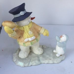 Snowman and penguin football Christmas figurine